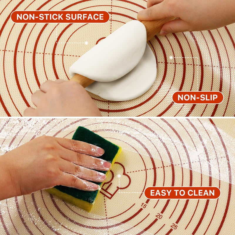 DANIA DEAN 26x16 Inch Extra Thick Silicone Baking Mat with Measurements, Non-slip and Reusable - For Cookies, Bread, Pastry - Image 4